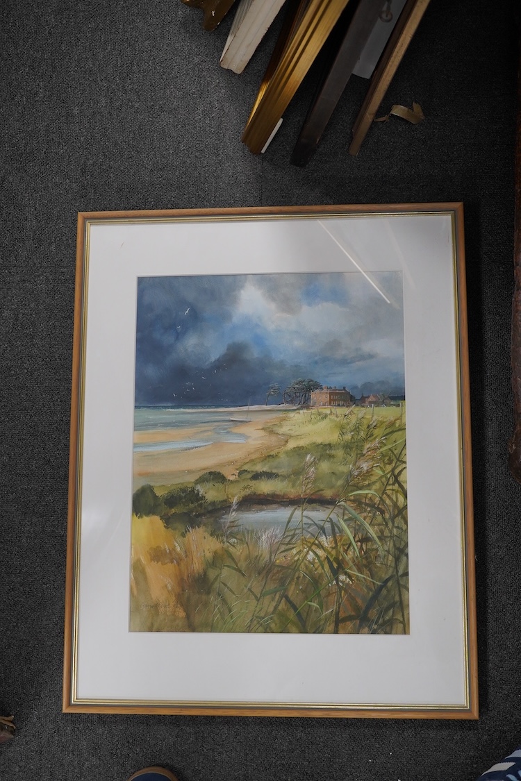 Gavin Rowe, watercolour, Coastal landscape, 45 x 34cm. Condition - good